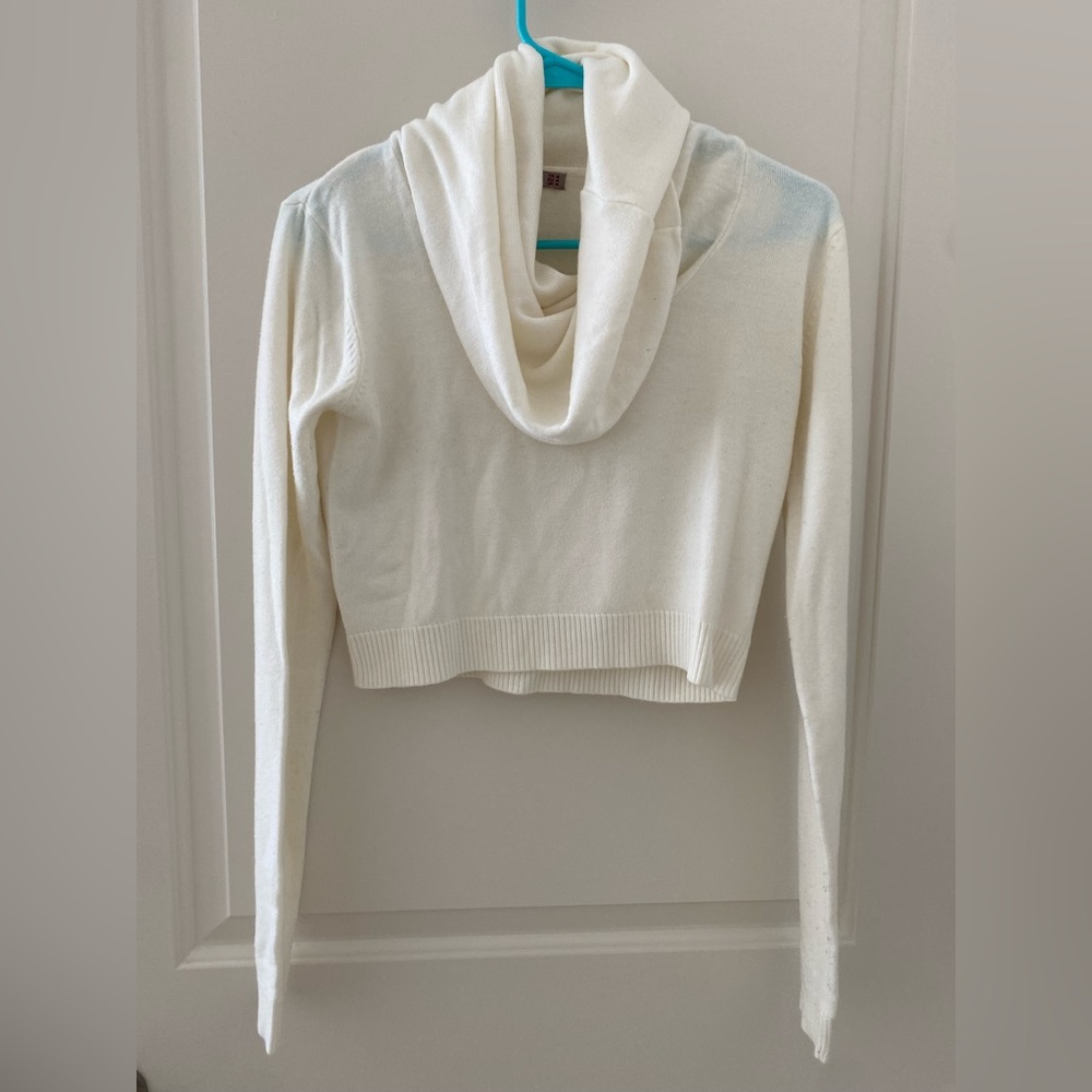 Cropped Scarf Neck Sweater M